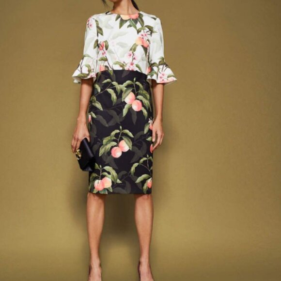 Ted Baker London Dresses & Skirts - Ted Baker Areea Peach Blossom Ruffle Sheath Dress US 14 (TB 6)